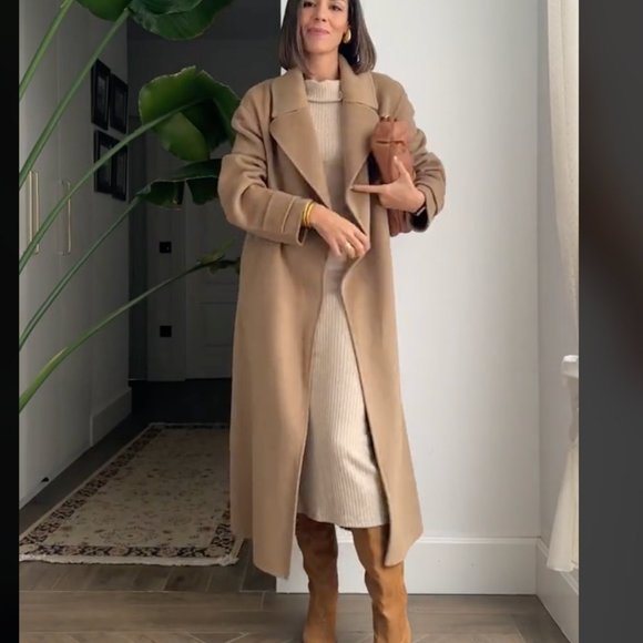 ZARA $300 DOUBLE FACED WOOL BLEND COAT ZW COLLECTION DARK CAMEL TAN 7522/264 NWT - Picture 1 of 15